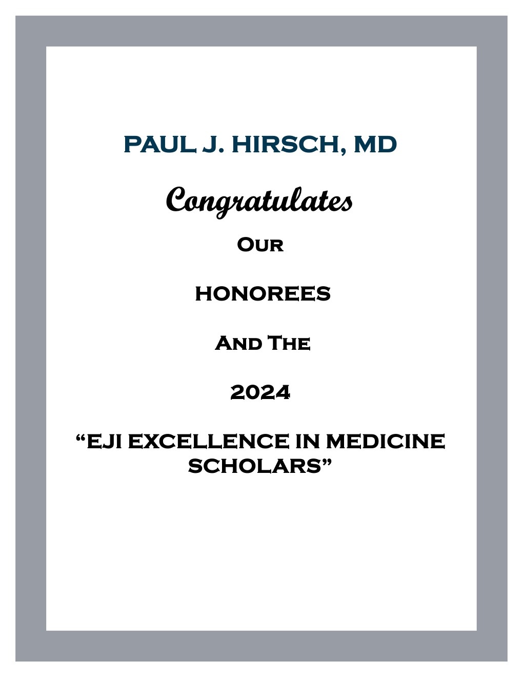 Paul J. Hirsch, MD advertisement