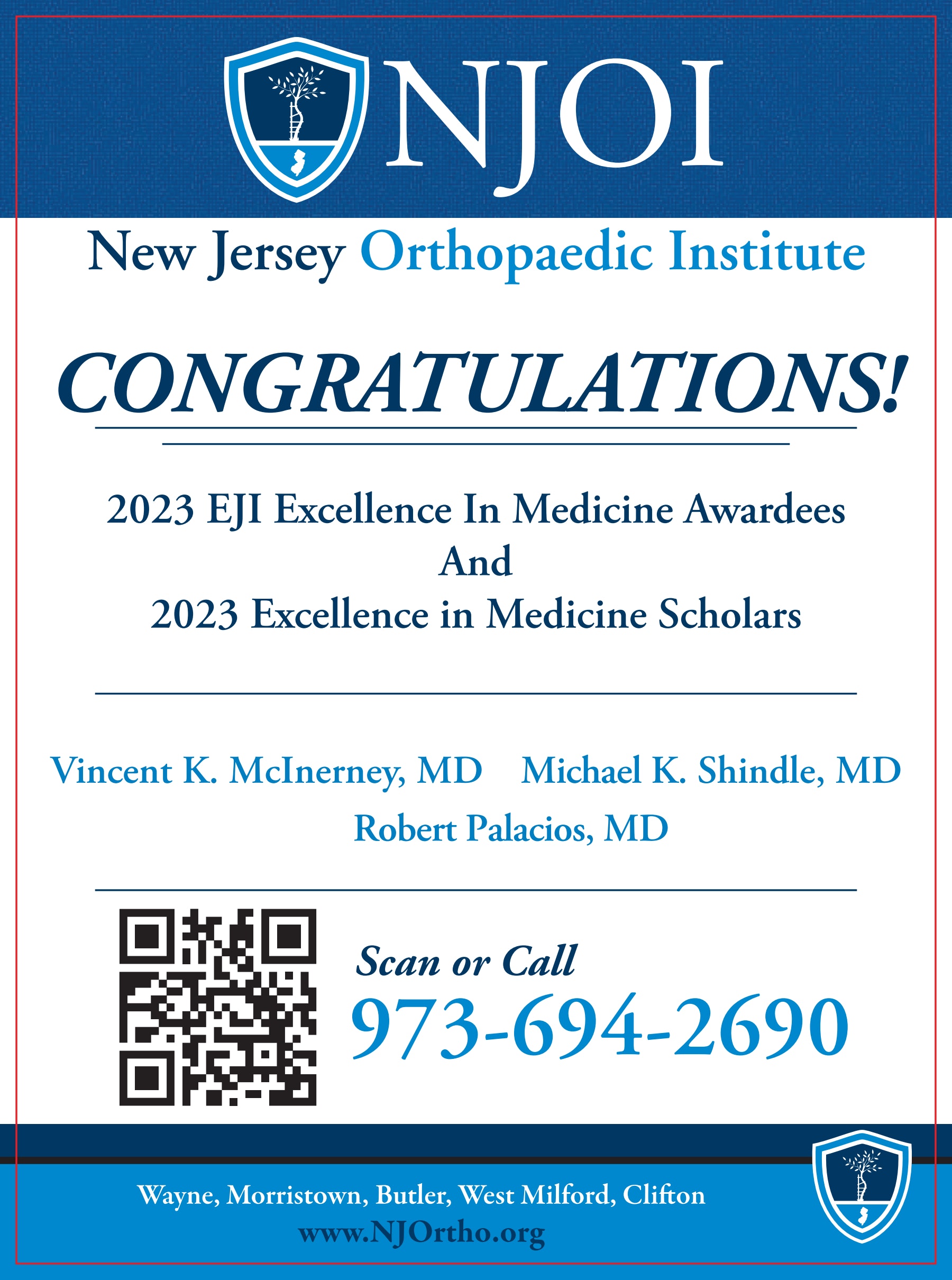 Vincent K. McInerney, MD and the New Jersey Orthopaedic Institute advertisement