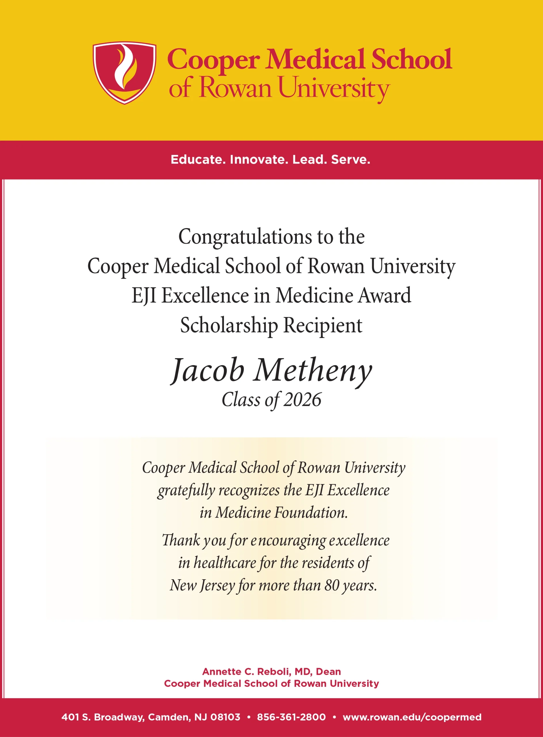 Cooper Medical School of Rowan University advertisement