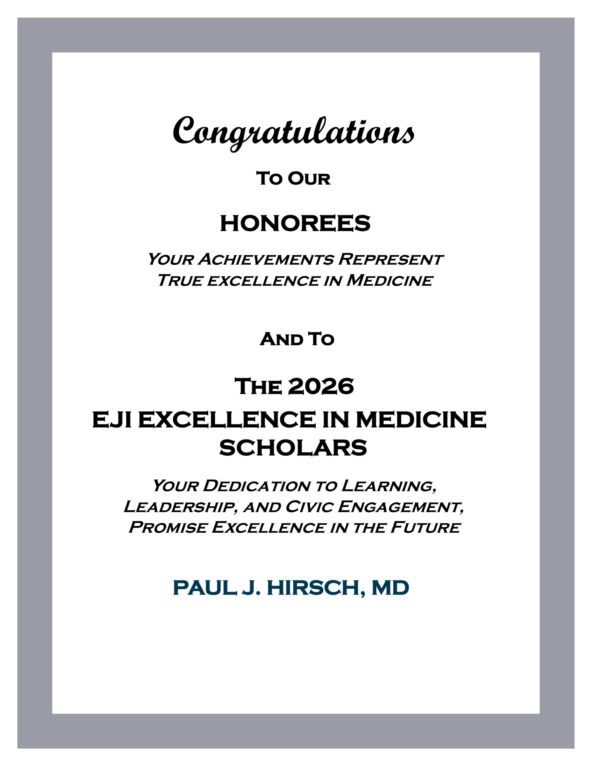 Paul J. Hirsch, MD advertisement
